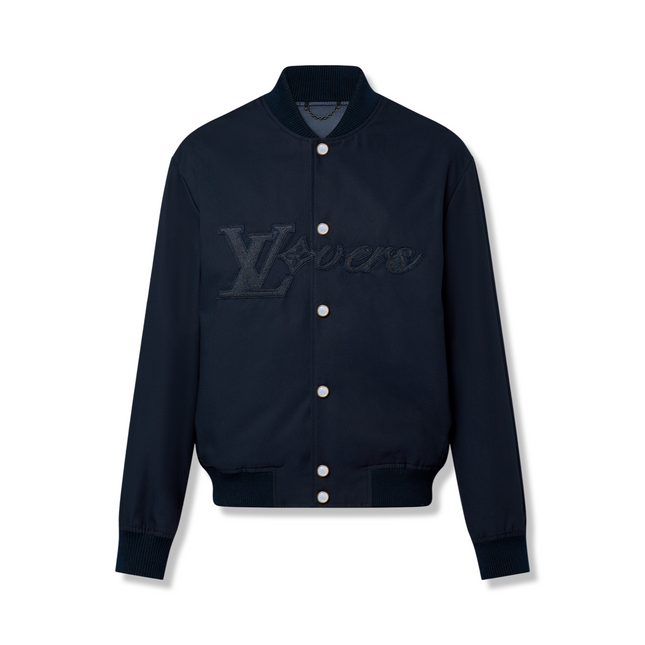Embroidered Cotton Bomber Navy