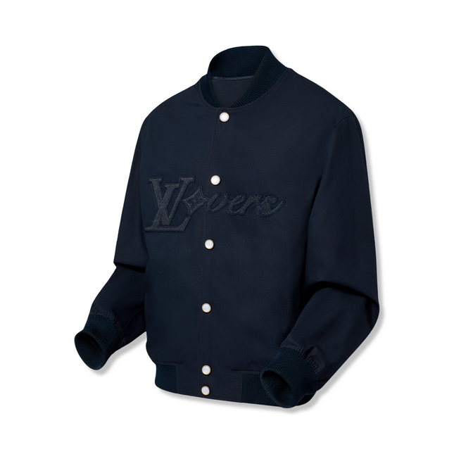 Embroidered Cotton Bomber Navy