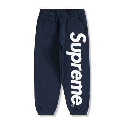 Satin Appliqué Sweatpants Navy