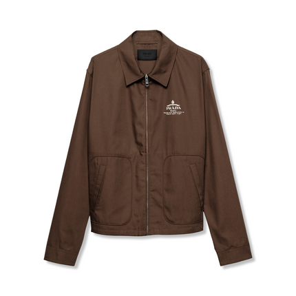 Zip-Up Blouson Jacket in Brown