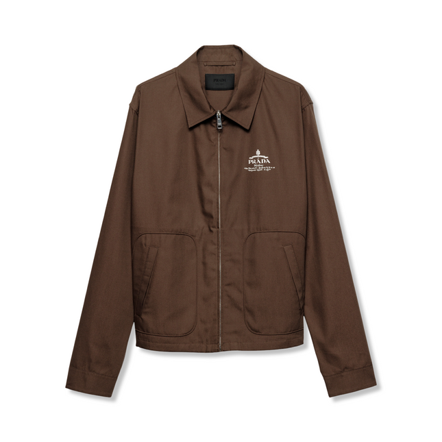 Zip-Up Blouson Jacket in Brown