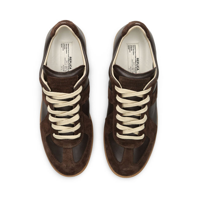 Replica Leather and Suede Sneakers in Brown