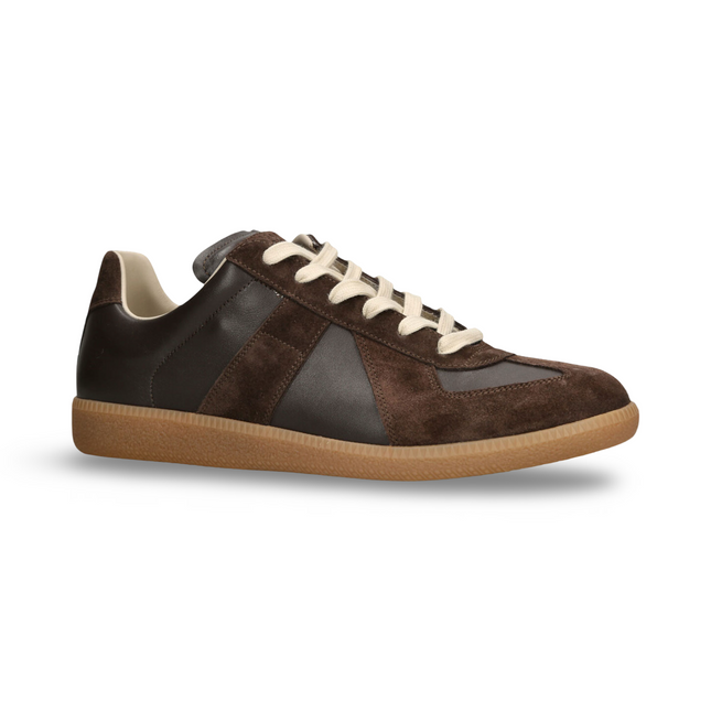 Replica Leather and Suede Sneakers in Brown