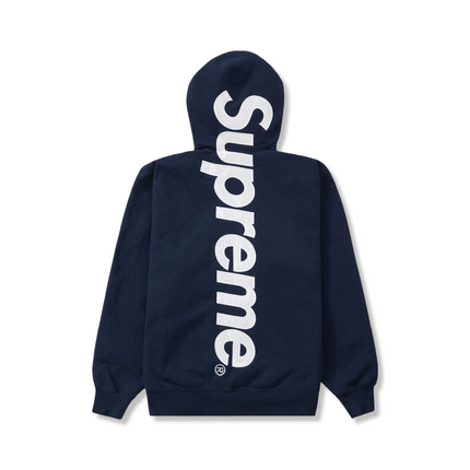 Satin Appliqué Hooded Sweatshirt Navy