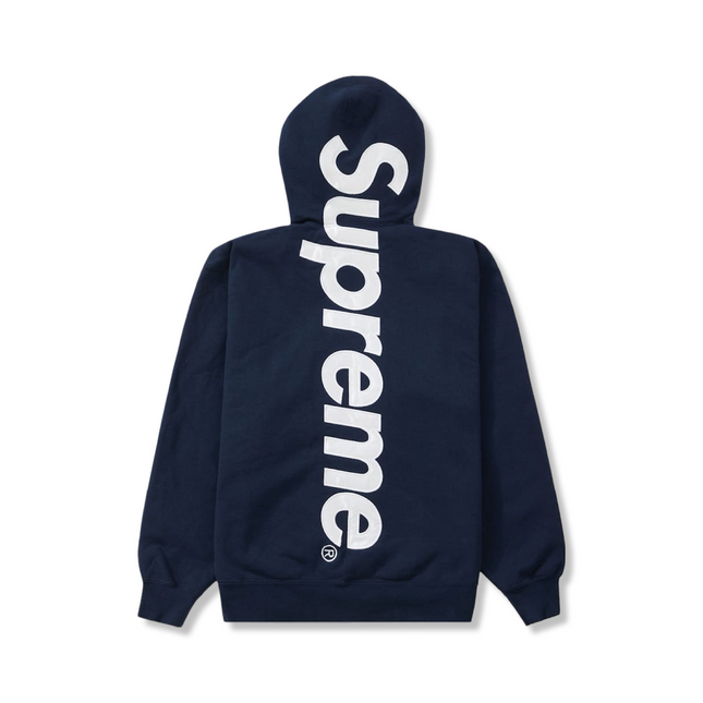 Satin Appliqué Hooded Sweatshirt Navy
