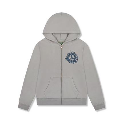 ‘University’ Zip Hoodie in Grey
