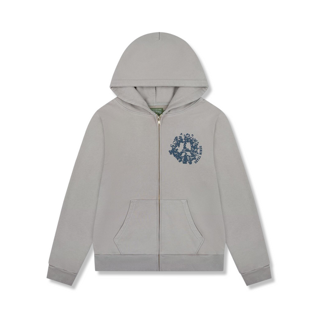 ‘University’ Zip Hoodie in Grey