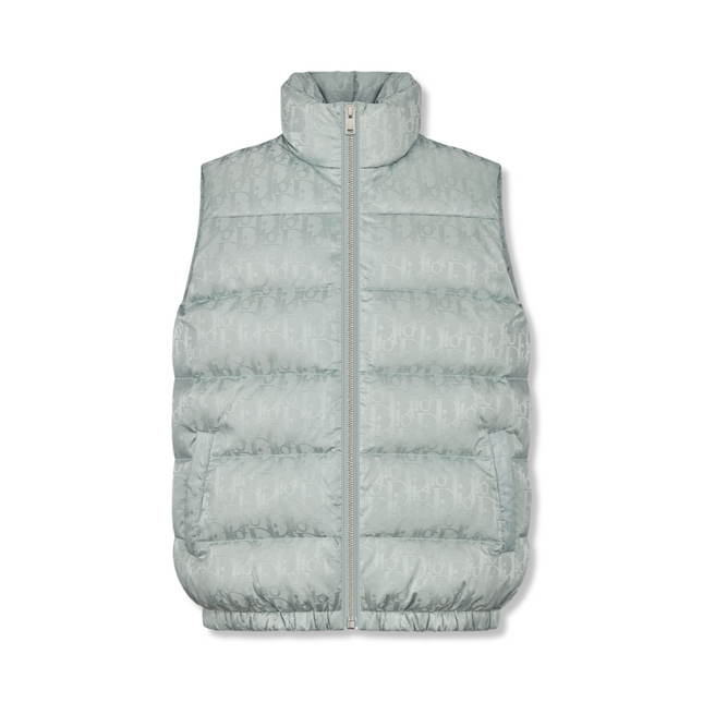 Oblique Puffer Vest in Silver