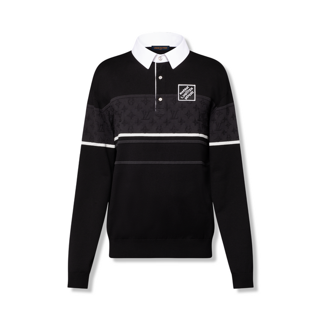 Monogram Jacquard Long-Sleeved Polo Shirt