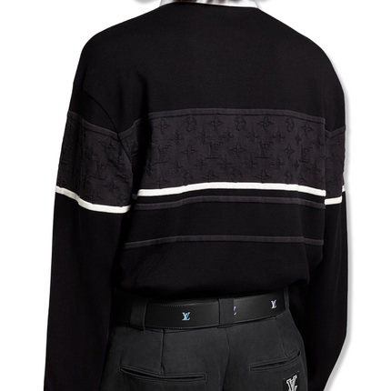 Monogram Jacquard Long-Sleeved Polo Shirt