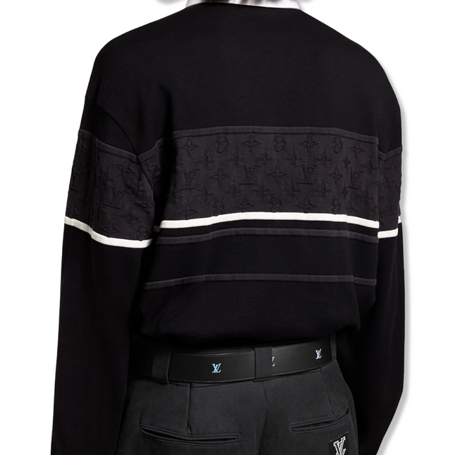 Monogram Jacquard Long-Sleeved Polo Shirt