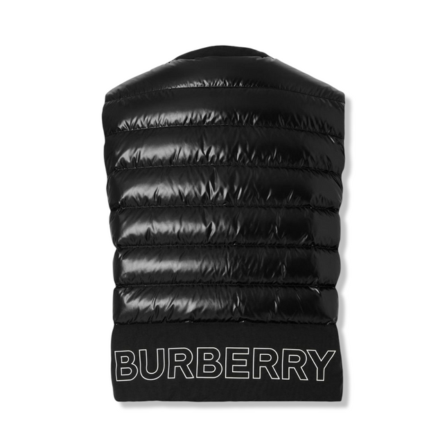 Logo Print Puffer Vest in Black