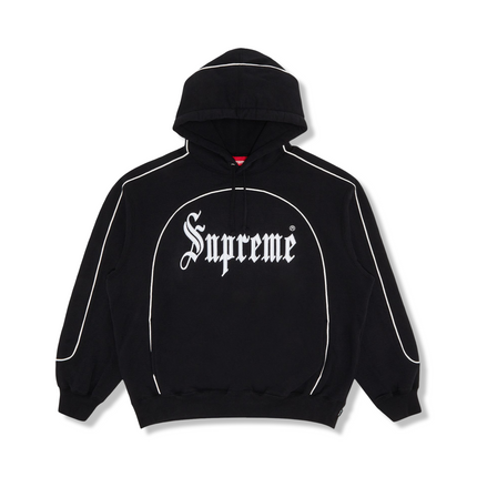 Curve Piping Hoodie Black