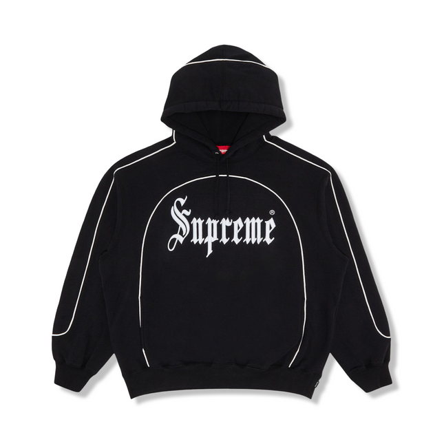 Curve Piping Hoodie Black