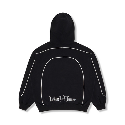 Curve Piping Hoodie Black