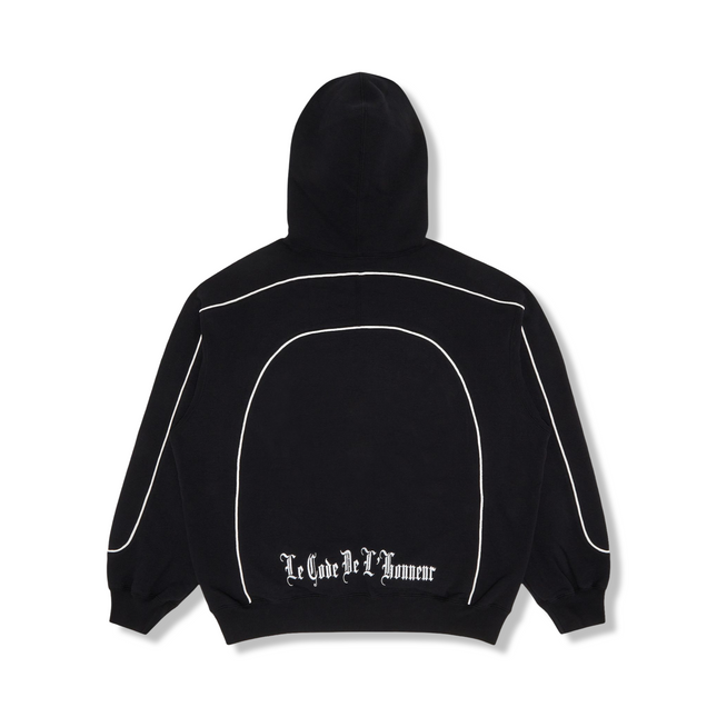 Curve Piping Hoodie Black