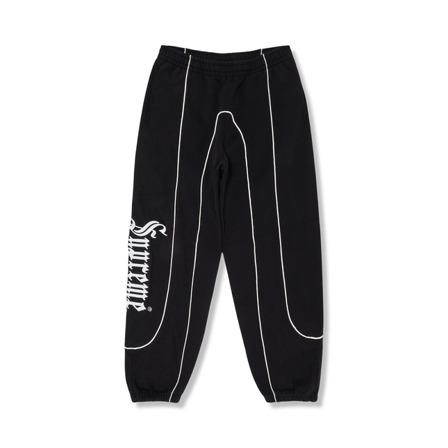 Curve Piping Sweatpants Black