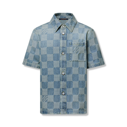 Damier 3D Denim Short-Sleeved Shirt