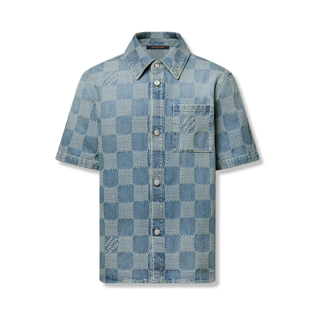Damier 3D Denim Short-Sleeved Shirt