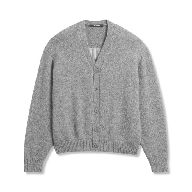 V-Neck Wool Cardigan Grey