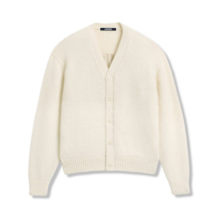 V-Neck Wool Cardigan Light Beige