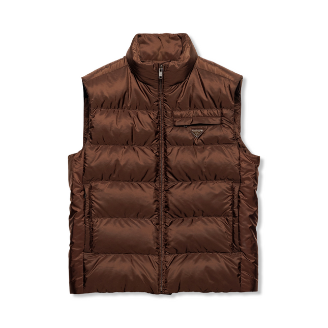 Re-Nylon Puffer Vest in Brown
