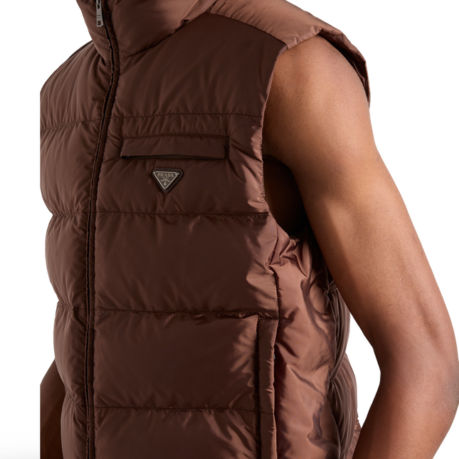 Re-Nylon Puffer Vest in Brown