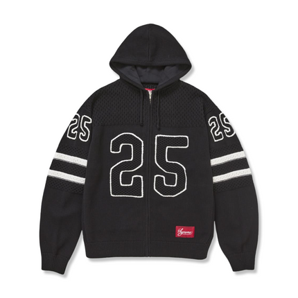 Zip Up Hooded Knit Sweater in Black