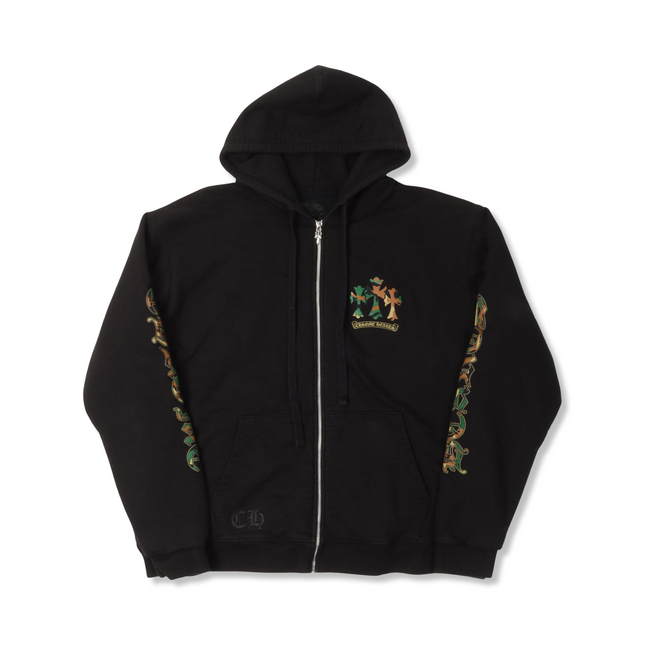 Triple Cross Logo Zip-Up Hoodie Black/Camouflage
