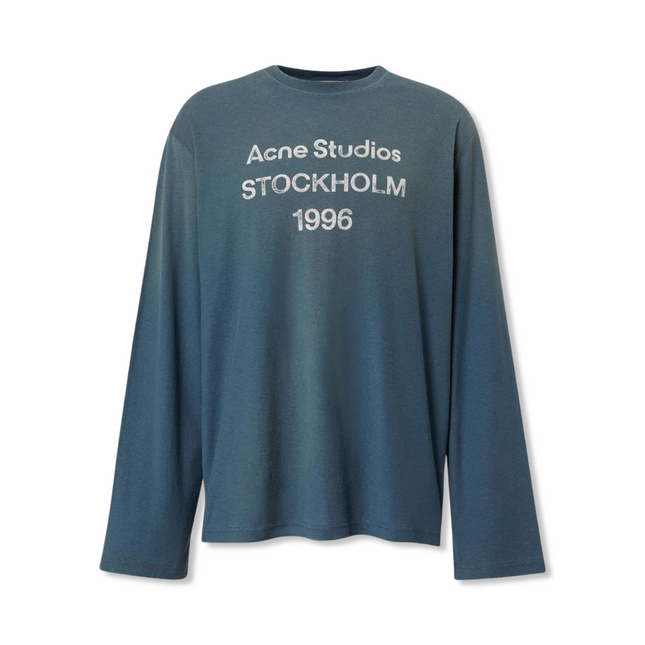 Logo Print Long Sleeve T-Shirt in Blue