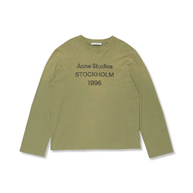 Logo Print Long Sleeve T-Shirt in Olive Green