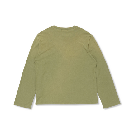 Logo Print Long Sleeve T-Shirt in Olive Green