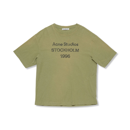 Logo Print Relaxed Fit T-Shirt in Olive Green