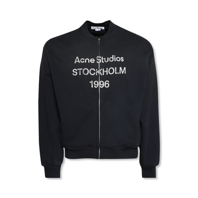 Logo Print Zip Sweater in Black