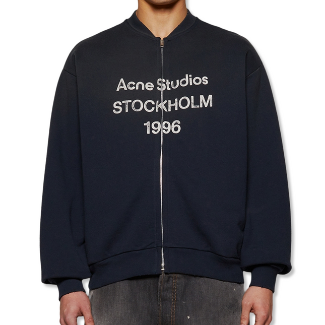 Logo Print Zip Sweater in Black