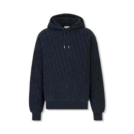 Oblique Relaxed-Fit Hooded Sweatshirt Navy
