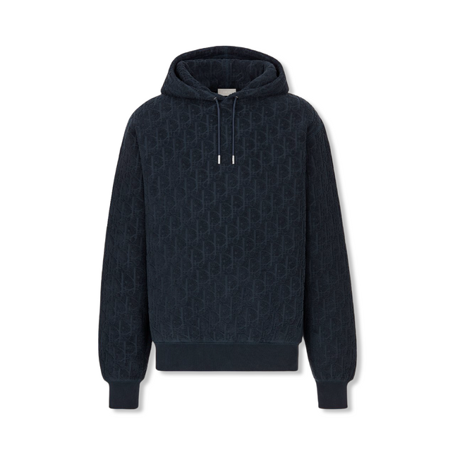 Oblique Relaxed-Fit Hooded Sweatshirt Navy