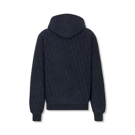 Oblique Relaxed-Fit Hooded Sweatshirt Navy