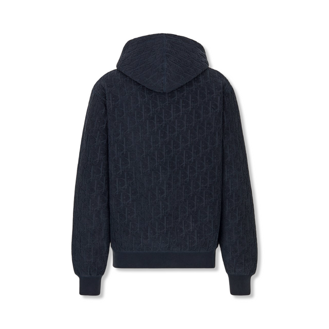 Oblique Relaxed-Fit Hooded Sweatshirt Navy