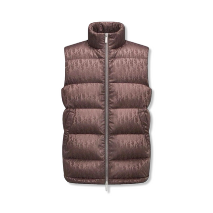 Oblique Puffer Vest in Burgandy