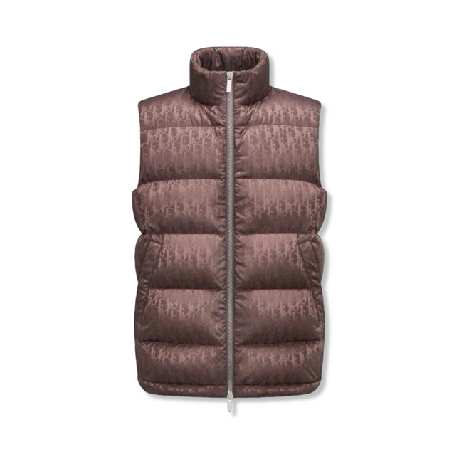 Oblique Puffer Vest in Burgandy