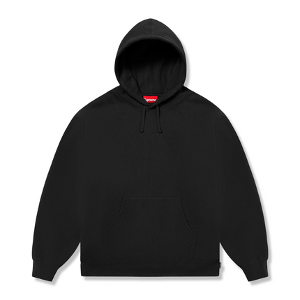 Satin Appliqué Hooded Sweatshirt Black