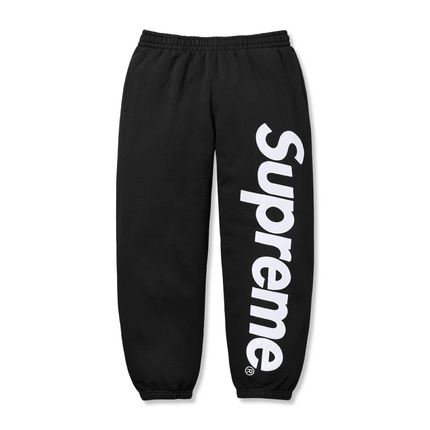 Satin Appliqué Sweatpants Black