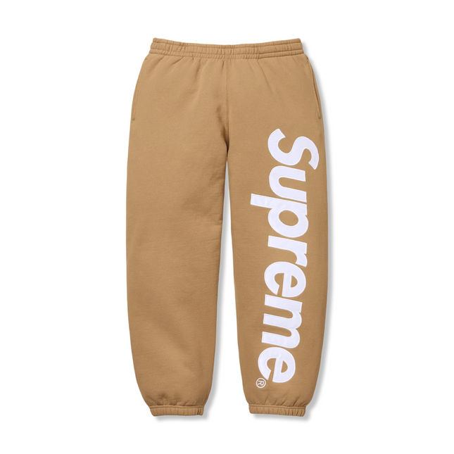 Satin Appliqué Sweatpants Tan
