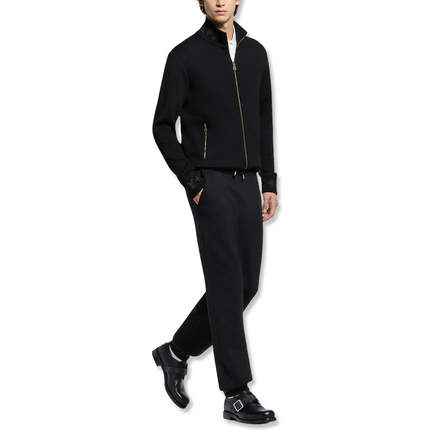 Double Face Knit Wool Trousers Black