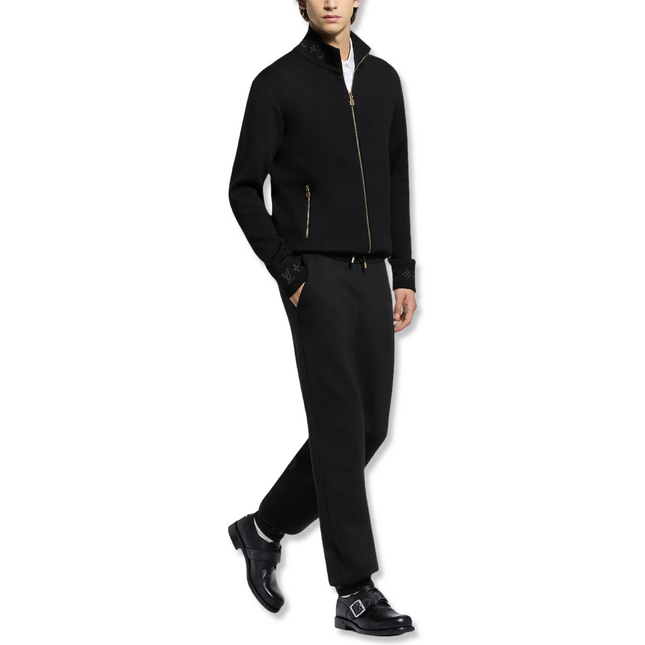 Double Face Knit Wool Trousers Black