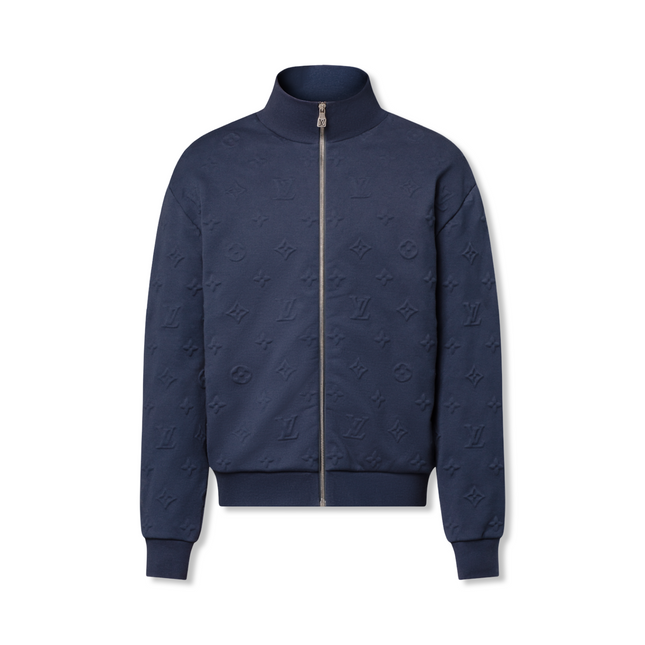 Monogram Embossed Track Top Navy