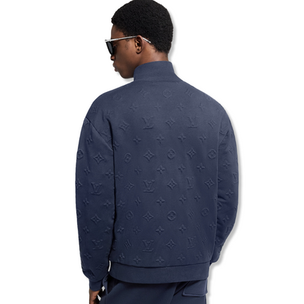 Monogram Embossed Track Top Navy