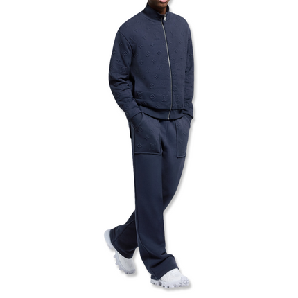 Monogram Embossed Track Top Navy