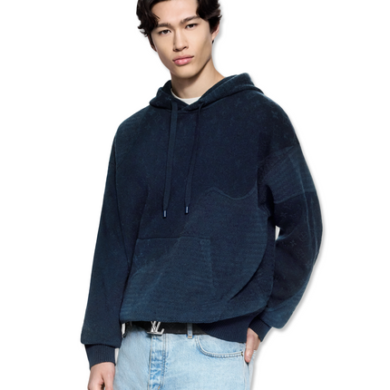 Graphic Jacquard Hoodie Navy